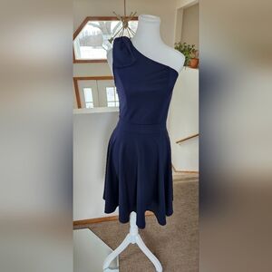 Elegant Navy One-Shoulder Dress